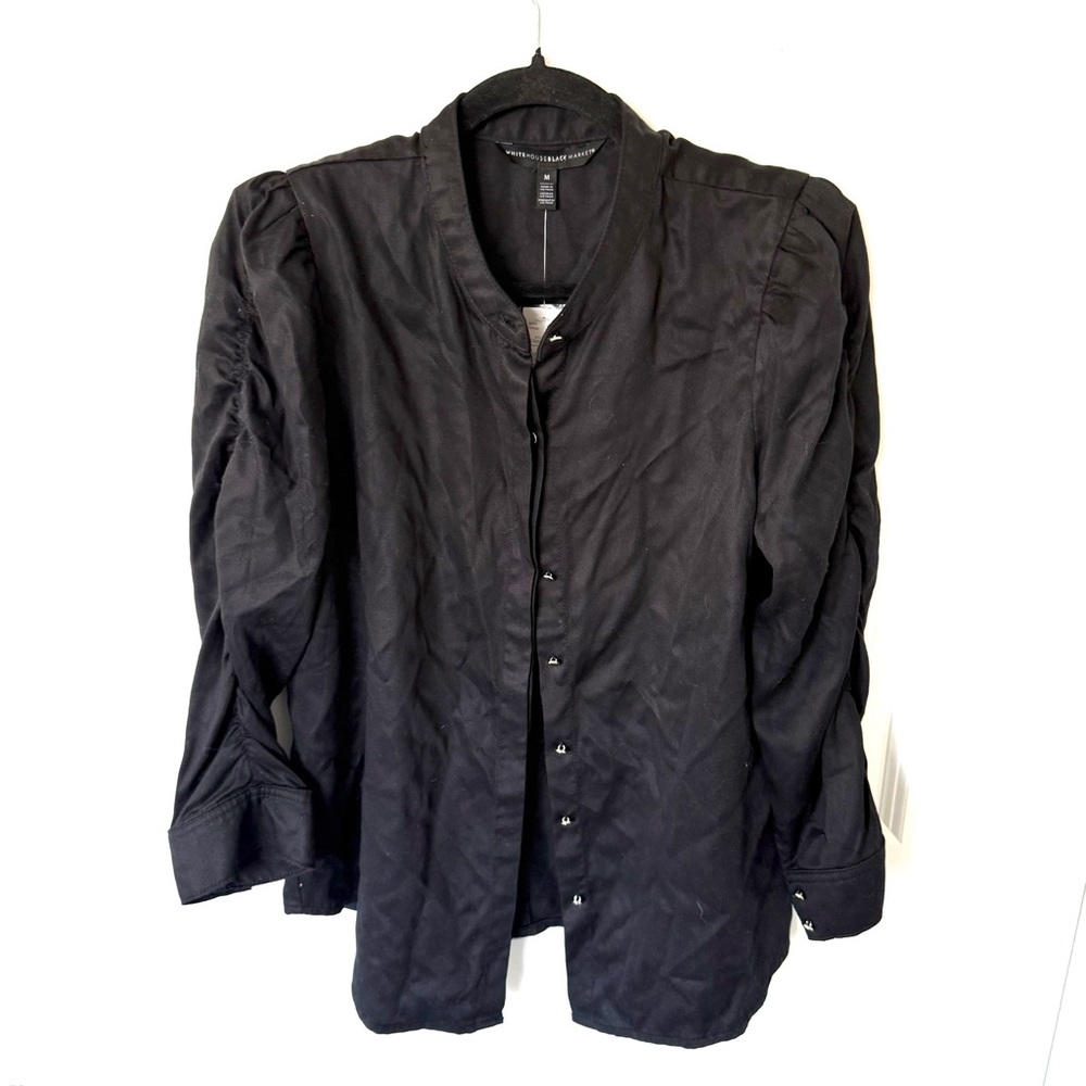 White House Black Market Ruched Sleeve Denim Shirt NWT